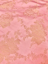 Brocade - 58-inches Wide Satin Rose Pink and Metallic Gold